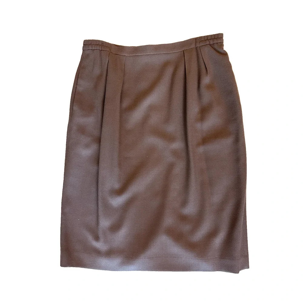 Vintage Saville Suit Skirt & Blazer Size 16 100%‎ Wool Camel Brown Career Church